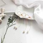 Faux Pearl Alloy Bow Fringed Earring 1 Pair - Gold - One Size