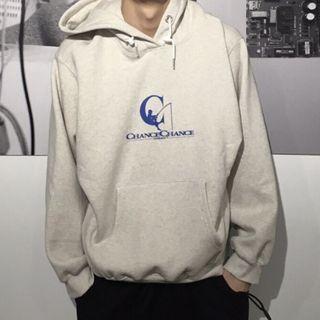 Lettering Printed Hoodie Melange Gray - One Size