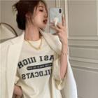 Oversized Printed T-shirt / Textured Double-breasted Loose Blazer