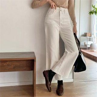 Fray-hem Semi Wide Pants