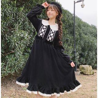 Ruffle-trim Long-sleeve A-line Dress As Shown In Figure - One Size