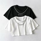 Short-sleeve Chain Lettering Cropped T-shirt