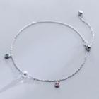 925 Sterling Silver Faux Crystal Anklet S925silver Anklet - One Size