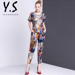 Set: Short-sleeve Printed T-shirt + Harem Pants