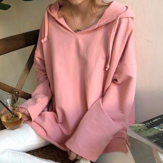 Plain Loose-fit Hoodie / Color-block Leggings