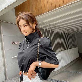 Puff-sleeve Cropped Anorak Sweatshirt