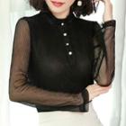 Long-sleeve Placket Lace Top