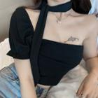 Short-sleeve One-shoulder Cropped T-shirt