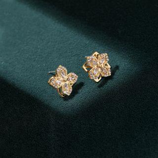 Flower Cz Stud Earring As Shown In Figure - One Size