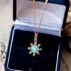 Sterling Silver Rhinestone Flower Necklace Gold - One Size