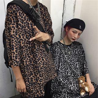 Couple Matching Leopard Print 3/4-sleeve T-shirt
