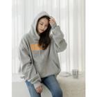 Plus Size Letter-patched Kangaroo-pocket Hoodie