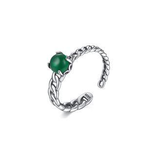 925 Sterling Silver Elegant Fashion Geometric Round Adjustable Open Ring Silver - One Size