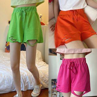 Cutout Drawstring Shorts