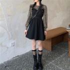 Long-sleeve Leopard Panel Mini Dress