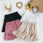 High-waist Plain Ruffled A-line Skirt