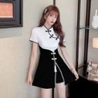 Short-sleeve Two-tone Slit Top / Long-sleeve Top / Shorts / Set