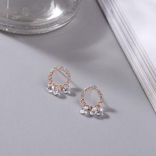 Rhinestone Hoop Fringed Earring 1 Pair - Silver Steel - Gold & Silver - One Size