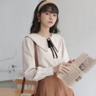 Long-sleeve Wide-collar Corduroy Blouse