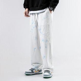 Tie-dye Lettering Drawstring-cuff Sweatpants