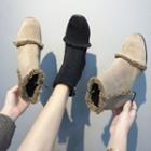 Furry Trim Chunky Heel Short Boots