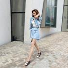 Office Look Contrast-trim Jacket & Skort Set