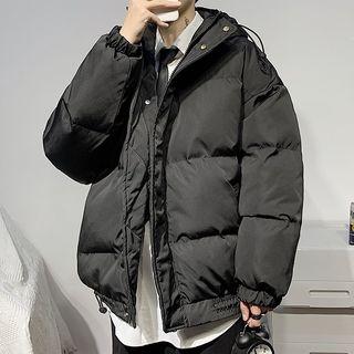 Hooded Zip Button Padded Jacket