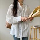 Frilled Tie-neck Shirred Blouse