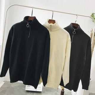 Mock-neck Half-zip Sweater