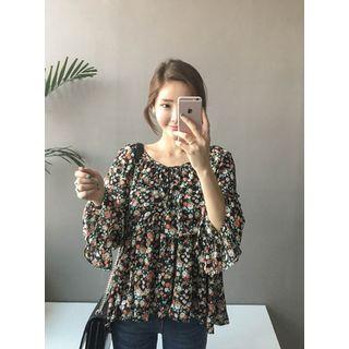 Ruffle-trim Tie-neck Top