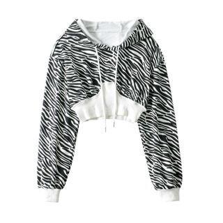 Zebra Print Paneled Hoodie