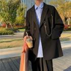 Chain-accent Collar Plain Blazer