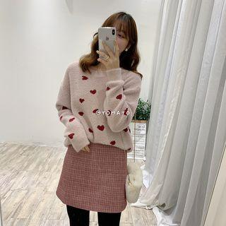 Heart Embroidered Furry Sweater