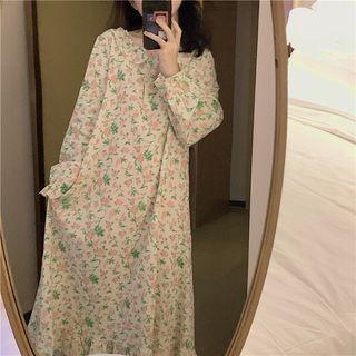 Floral Loungewear Dress Floral - Pink & Green - One Size