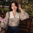 Puff-sleeve Floral Print Collared Blouse