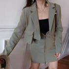 Cropped Blazer / Zip Mini Fitted Skirt