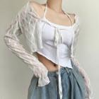 Long Sleeve Lace Light Cardigan With Camisole Top