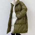 Inset Stand-collar Padded Long Jacket