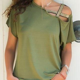 One Shoulder Plain T-shirt