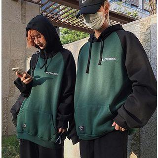 Color Block Lettering Hoodie As Shown In Figure - One Size