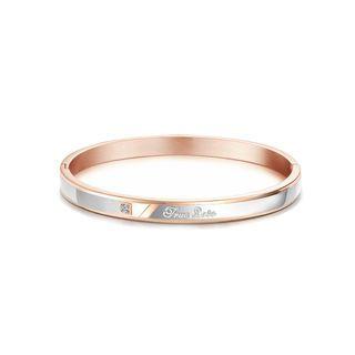 Fashion And Simple Plated Rose Gold Geometric Round 316l Stainless Steel Bangle With Cubic Zirconia Rose Gold - One Size