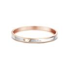 Fashion And Simple Plated Rose Gold Geometric Round 316l Stainless Steel Bangle With Cubic Zirconia Rose Gold - One Size