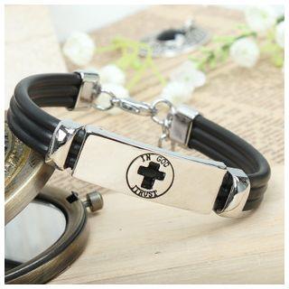 Cross Metallic Alloy Silicone Bracelet