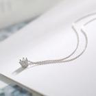 925 Sterling Silver Rhinestone Crown Pendant Necklace Necklace - Crown - One Size