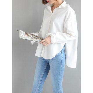 Slit-side Cotton Shirt