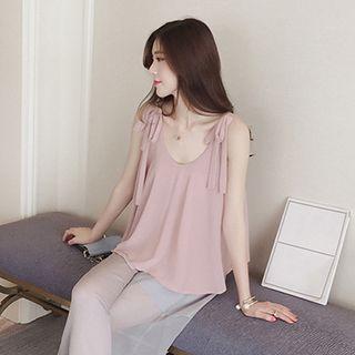 Shoulder Tie Chiffon Camisole Top