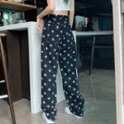 High Waist Cross Print Wide Leg Jeans
