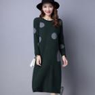 Dotted Long-sleeve Knit Dress