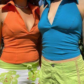 Halter Neck Open Back Cropped Top
