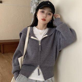 Shawl Collar Zip-up Cardigan